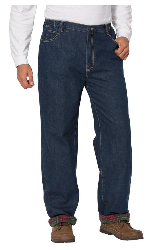 Men's Big & Tall Flannel-Lined Side-Elastic Jeans