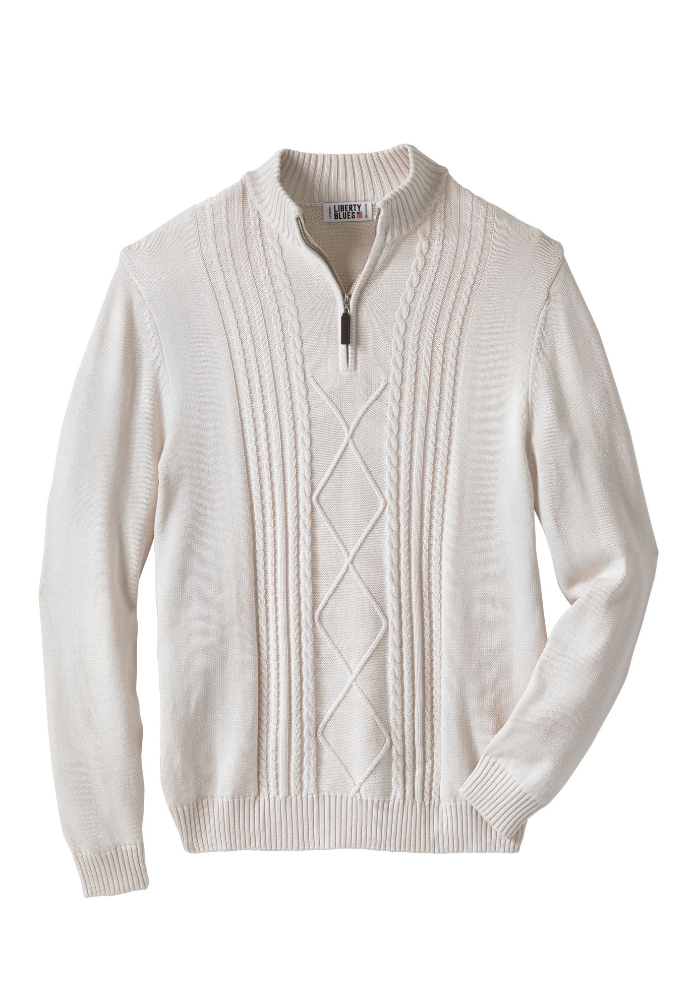 Liberty Blues Men's Big & Tall ™ Shoreman's Quarter Zip Cable Knit Sweater