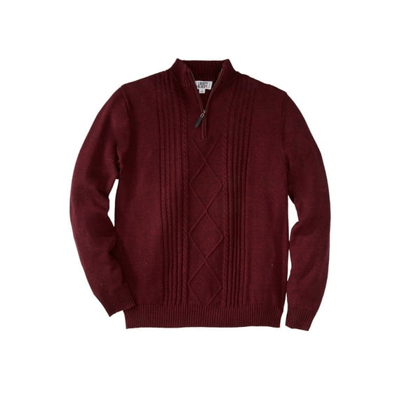 Liberty Blues Men's Big & Tall Shoreman's Quarter Zip Cable Knit Sweater