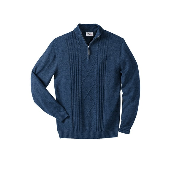 Liberty Blues Men's Big & Tall  Shoreman's Quarter Zip Cable Knit Sweater