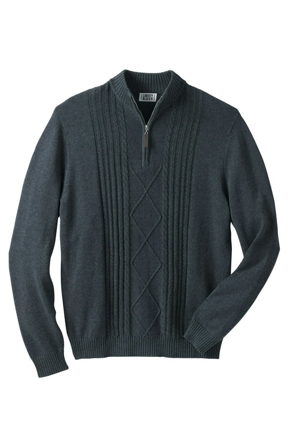 Men's Big & Tall Shoreman's Quarter Zip Cable Knit Sweater