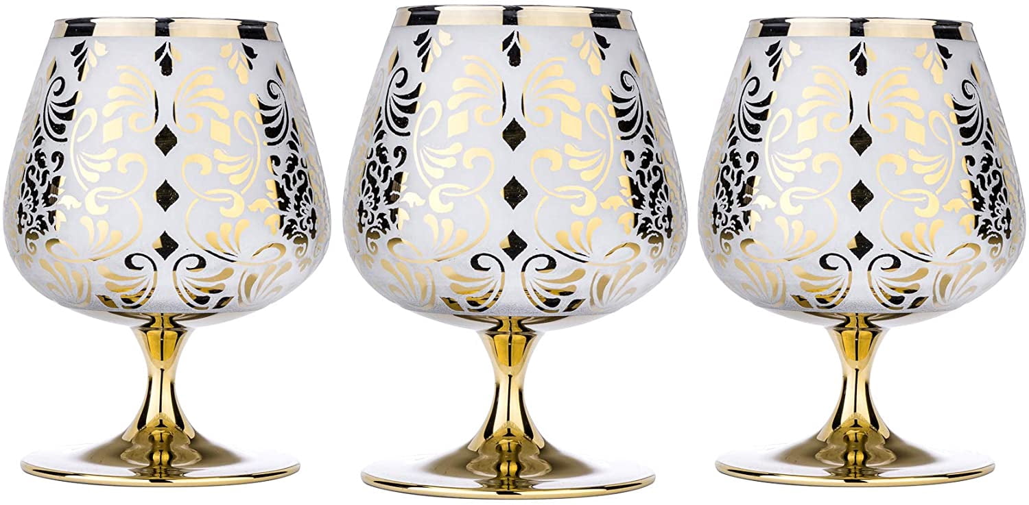Liberty Collection Elegant and Modern Crystal Brandy Glasses Set for Hosting Parties and Events - Set of 3, 13.5 oz Brandy Glasses, 410 ml