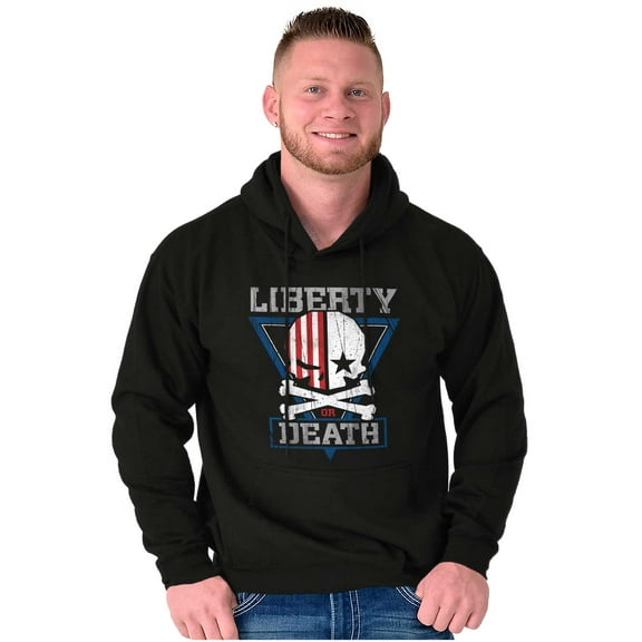 Liberty Death Skull Crossbones Flag Unisex Plus Size Hoodie Brisco Brands 5X