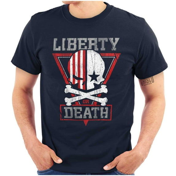 Liberty Death Skull Crossbones Flag Men's Graphic T Shirt Tees Brisco Brands S