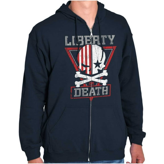 Liberty Death Skull Crossbones Flag Unisex Fleece Graphic Zip Up Hoodie Brisco Brands 5X