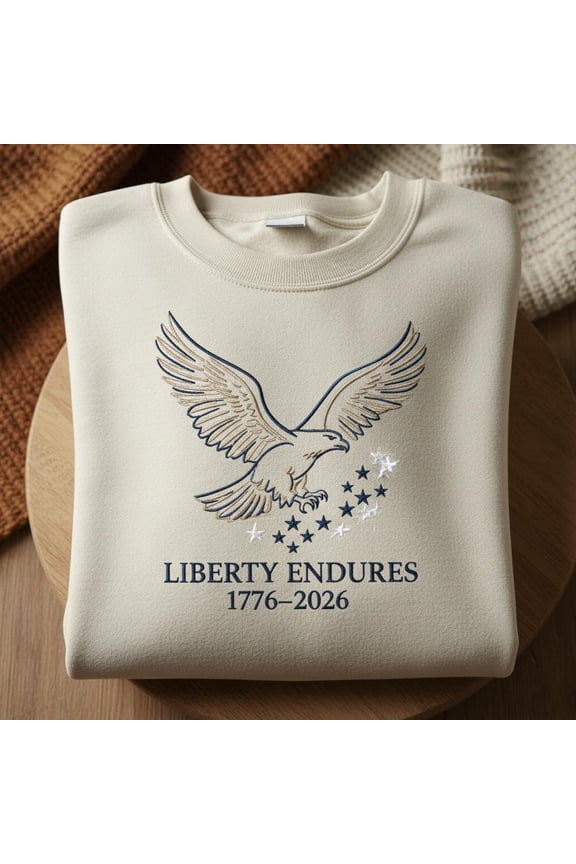 Liberty Endures Embroidered Sweatshirt, Patriotic Eagle Shirt, American History Crewneck, 1776-2026 Anniversary Gift, Freedom