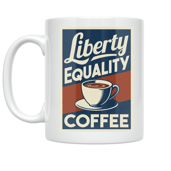 Liberty Equality Coffee Design - French Revolution Enthusiast - 11 oz Ceramic Coffee Mug