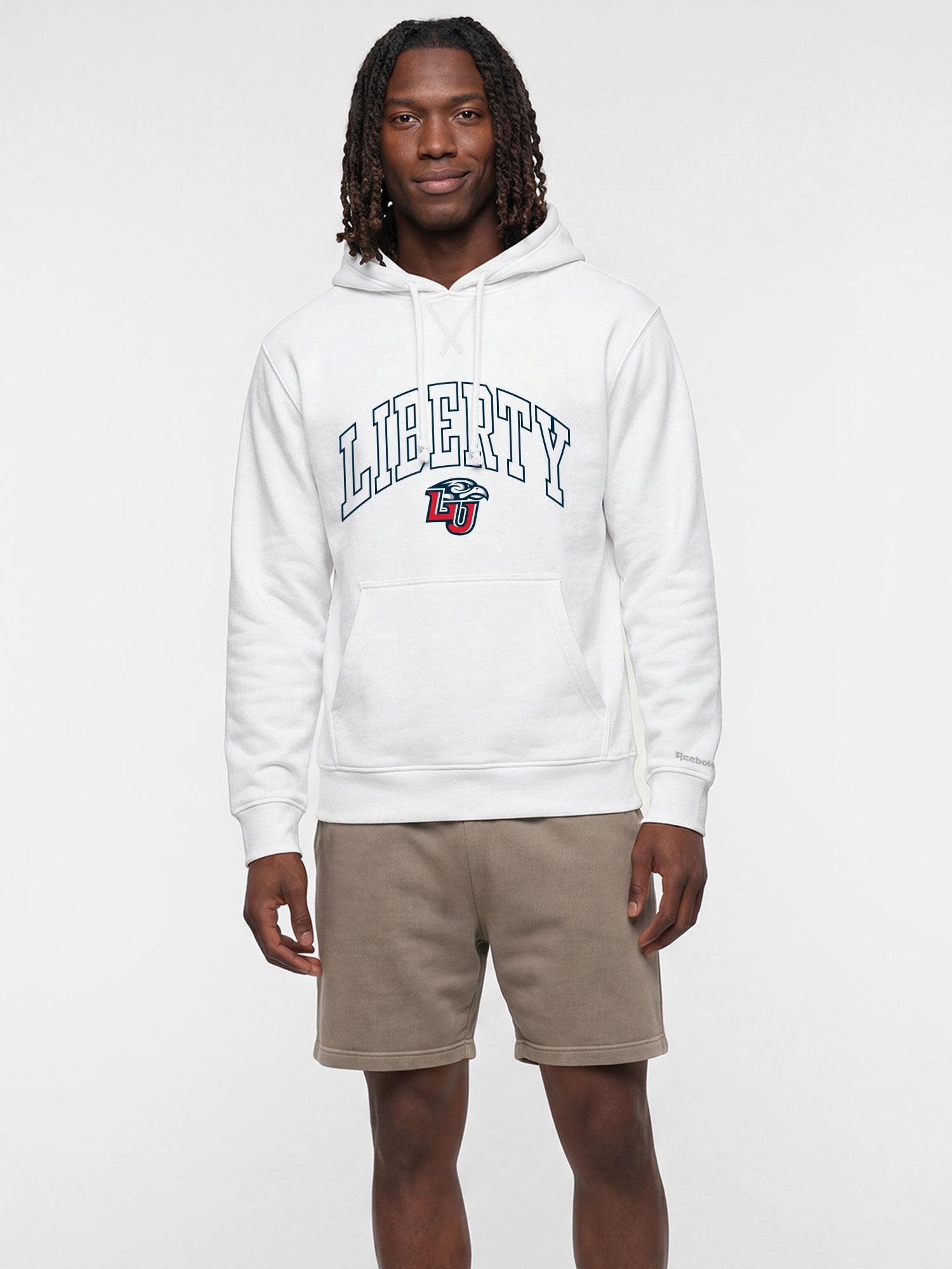 Liberty Flames Reebok Mens White Hooded Sweatshirt