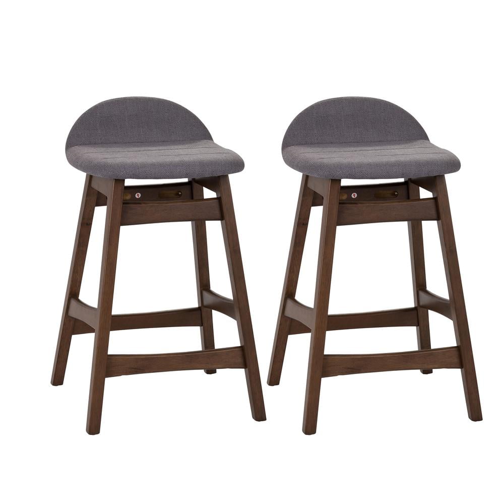 Gray Upholstered Wood 24-Inch Counter Chairs, Set of 2