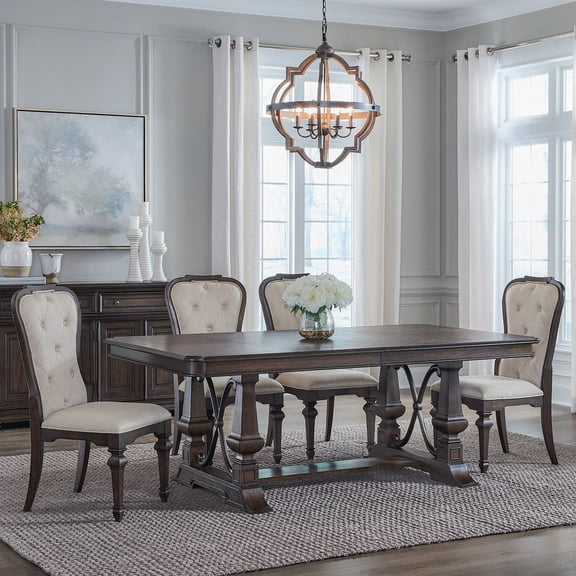 Liberty Furniture Providence Park Opt 5 Piece Trestle Table Dining Room Set - Brown Wood