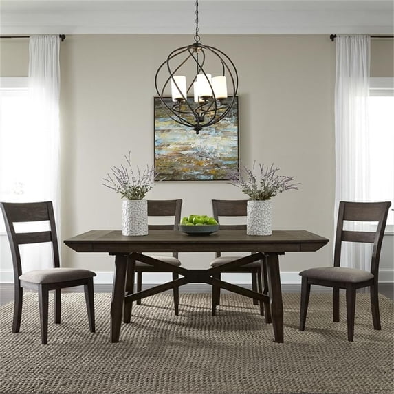Liberty Furniture Double Bridge 5 Piece Trestle Dining Table Set - Brown