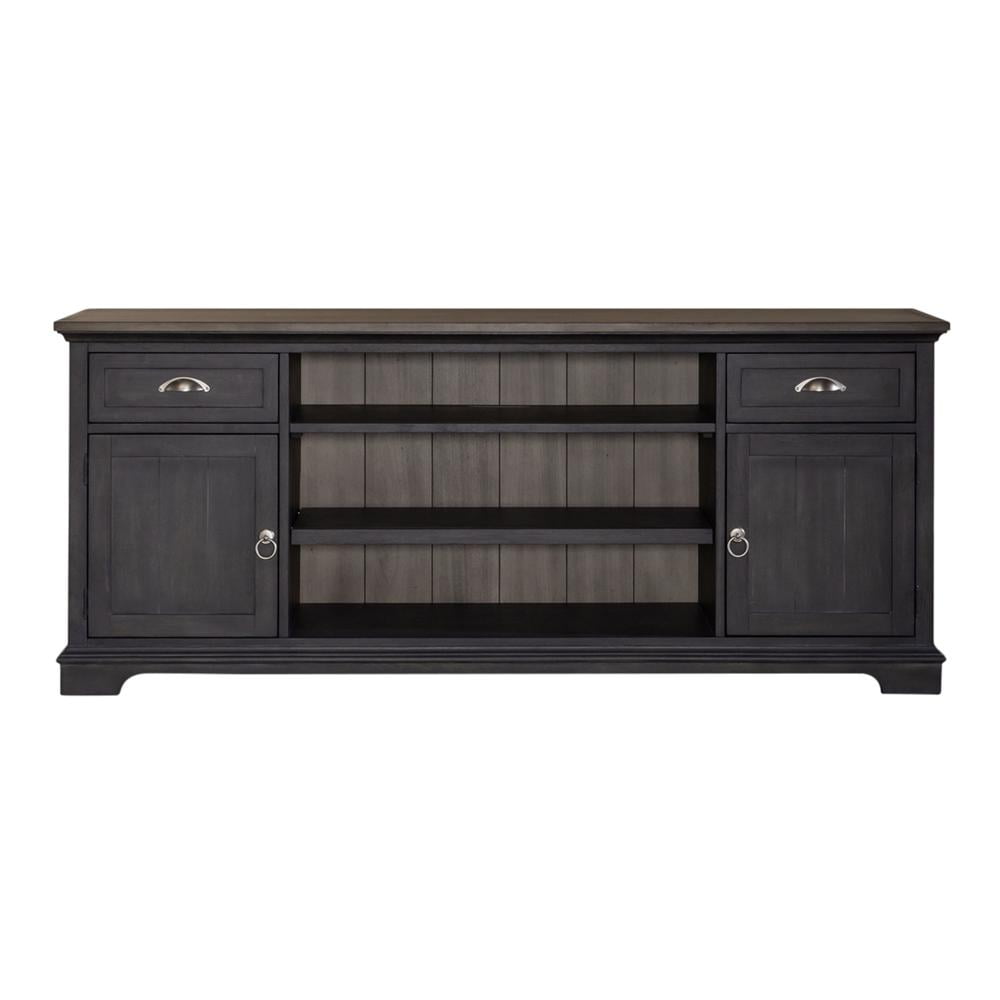 Slate and Weathered Pine 72 Inch Traditional TV Stand with Cabinet
