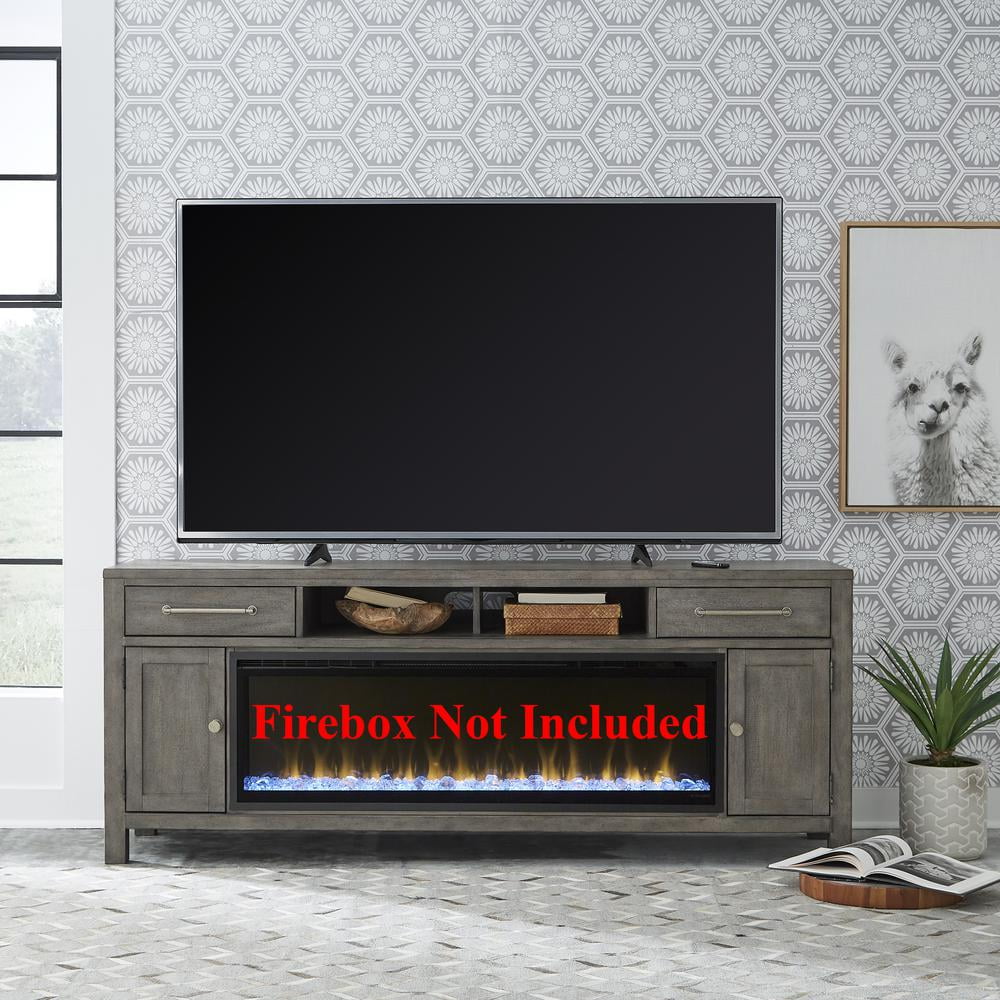78 Inch Dusty Charcoal White Oak Fireplace TV Console