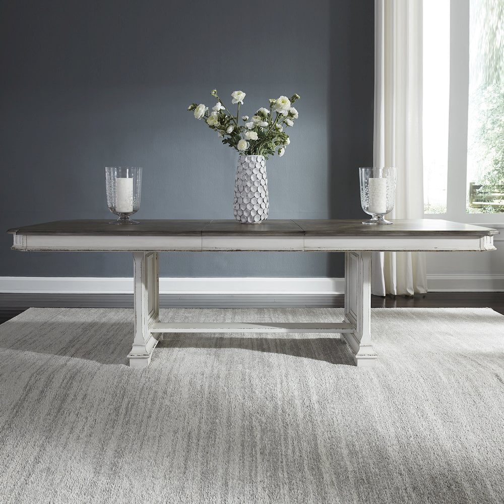 Abbey Park Extendable Brown and White Wood Dining Table