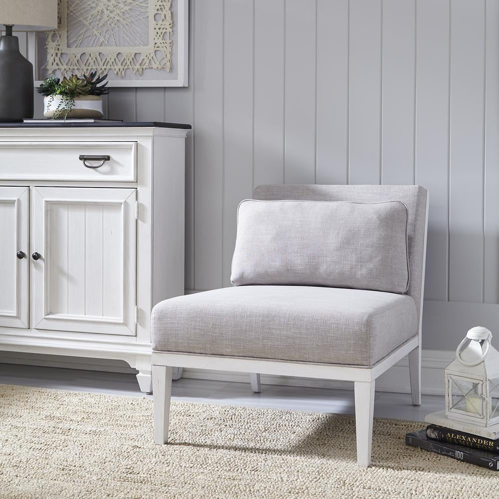 Liberty Furniture Allyson Park Wood & Linen Accent Chair in White/Gray