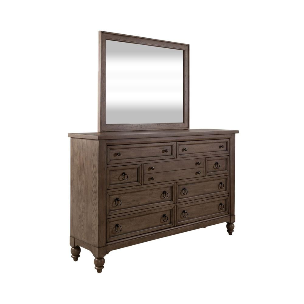 Dusty Taupe Farmhouse Dresser with Mirror and Felt Lined Drawers