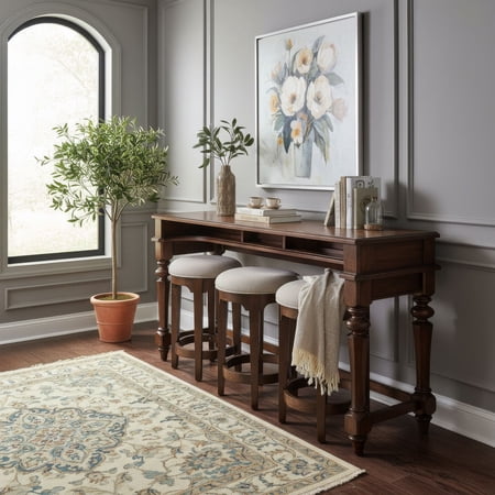 Liberty Furniture Arden Road 4 Piece Living Room Set Console Bar Table & 3 Stools Satin Cherry Alder Wood