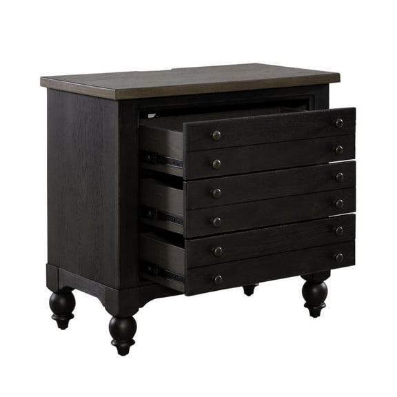 Liberty Furniture Bedside Chest w/ Charging Station - Black Traditional Multi in Dusty Taupe