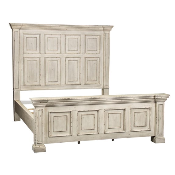 Liberty Furniture Industies, INC Big Valley King California Panel Bed in Whitestone w/ Heavy Distressing
