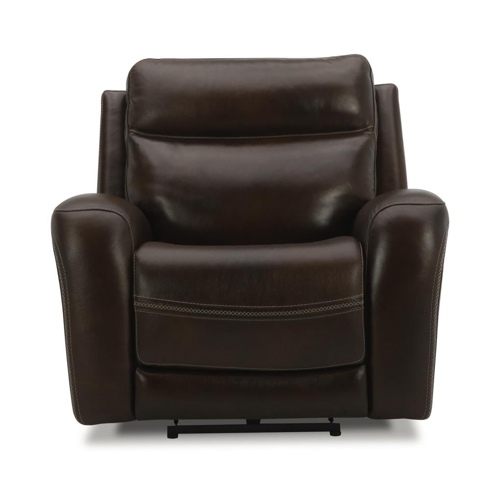 Blair Cognac Leather Swivel Recliner with Power Headrest