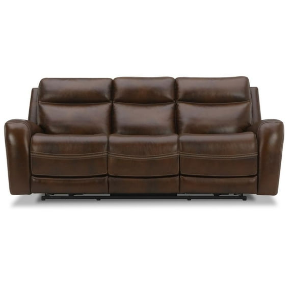 Liberty Furniture Blair Transitional Leather Power Reclining Sofa in Brown
