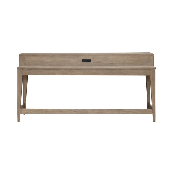 Liberty Furniture Brentwood Console Bar Table with AC, USB Charging Station - Sandstone Oak Wood