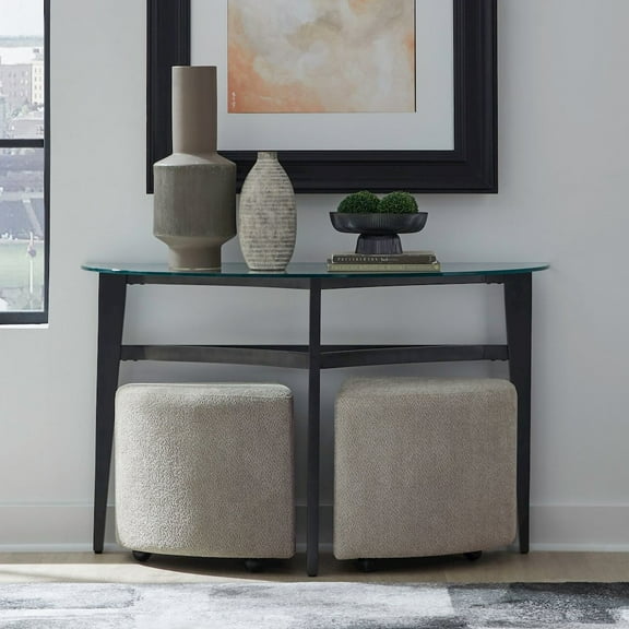 Liberty Furniture Capri Accent Chair Upholstered Ottoman 2 Pack with Casters - Taupe Brown