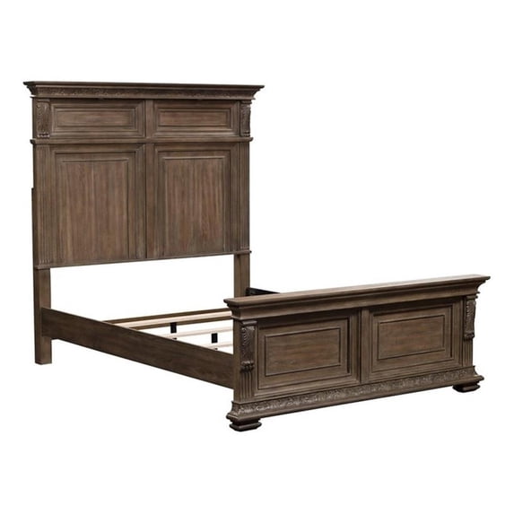 Liberty Furniture Carlisle Court Wood Queen Size Panel Bed in Chestnut