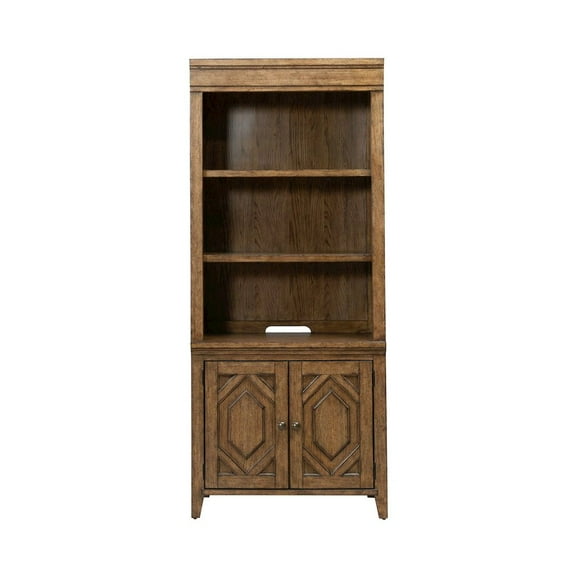 Liberty Furniture Carolina Park Bunching Bookcase for Living Room Office Storage - Amber Brown