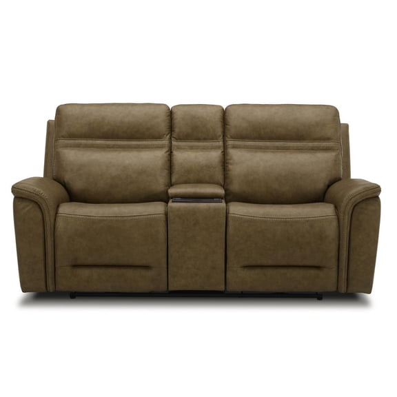 Liberty Furniture Cooper Transitional Leather Loveseat in Camel
