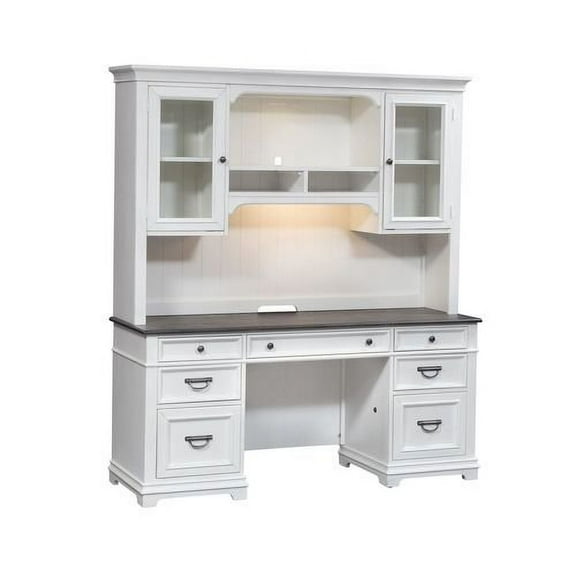 Liberty Furniture Allyson Park White Credenza & Hutch Home Office Desk