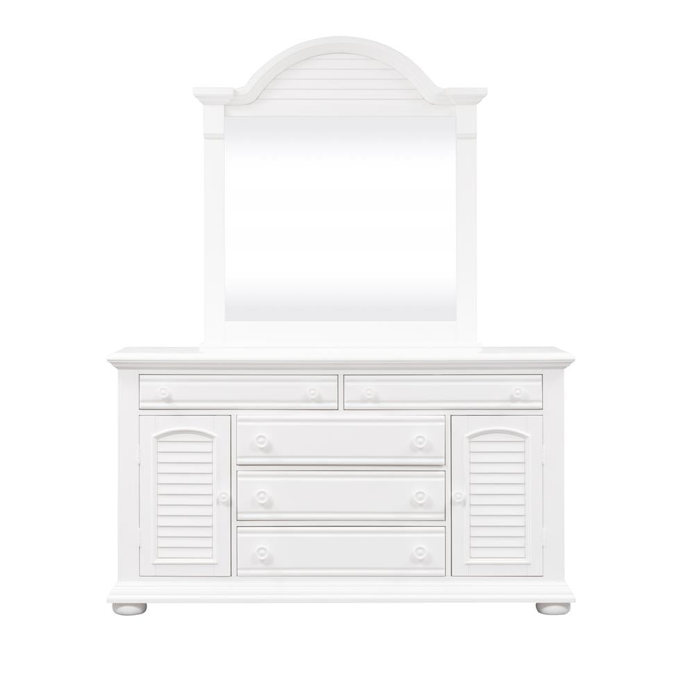 Oyster White Cottage Dresser with Mirror and Felt Lined Drawers