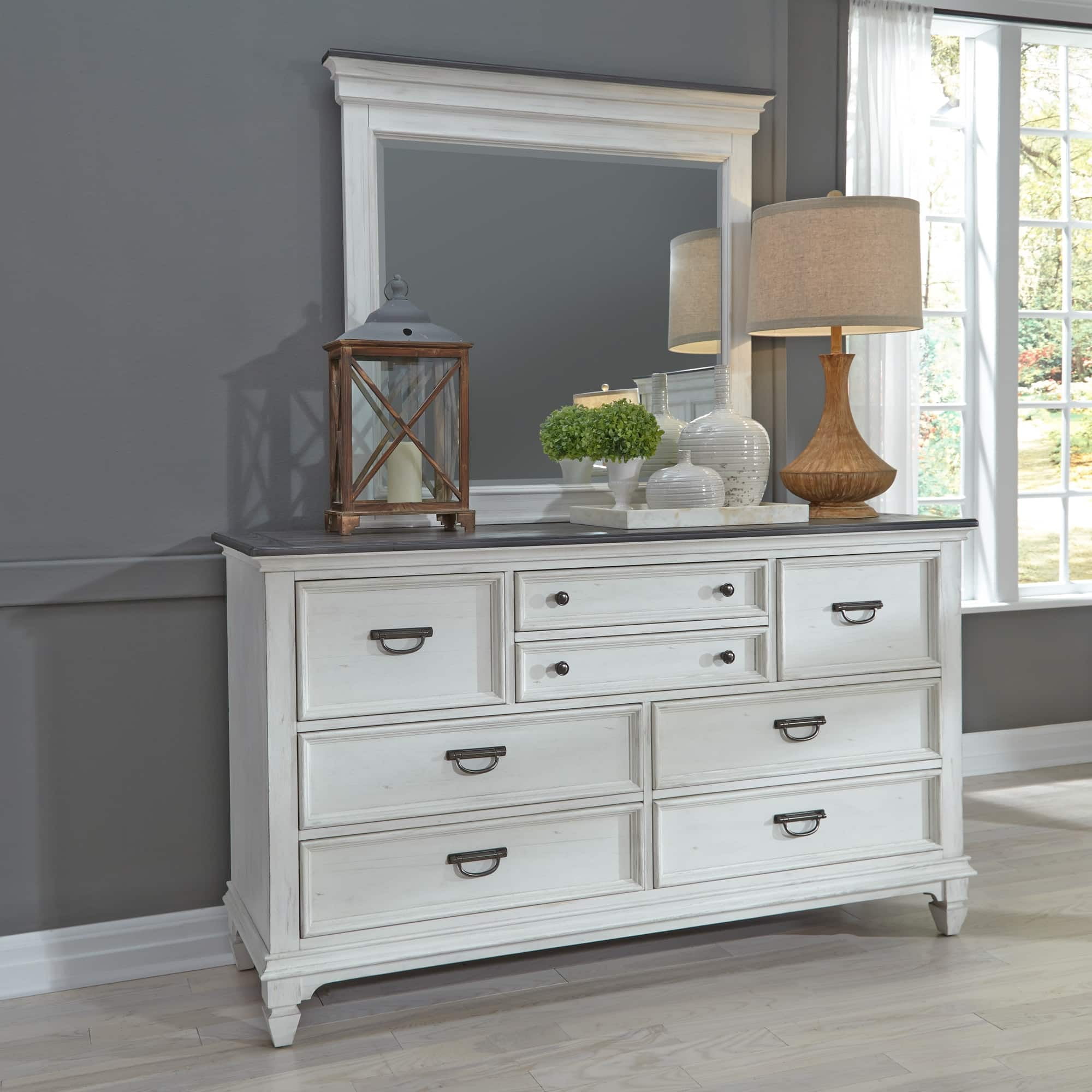 White Cottage Dresser with Mirror and Felt Lined Drawers
