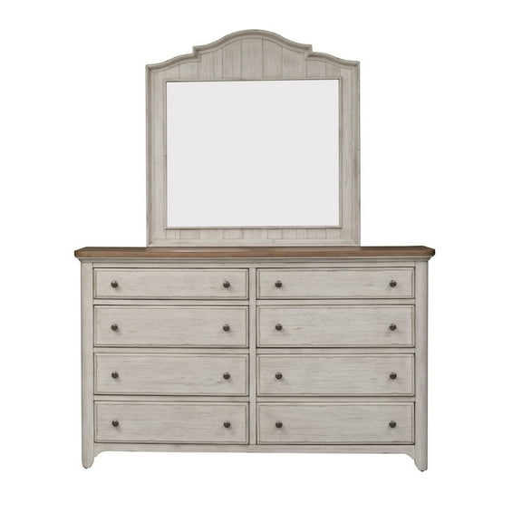 Liberty Furniture Industies, INC Farmhouse Reimagined Queen Poster Bed, Dresser & Mirror, Chest