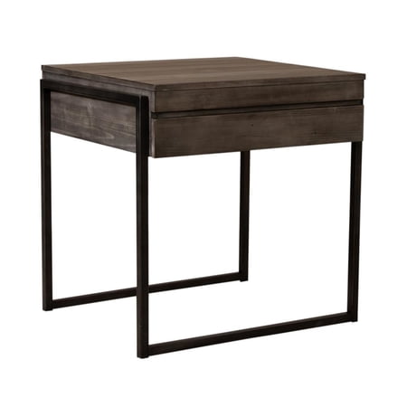 Liberty Furniture Gateway Modern Wood End Table in Weathered Gray