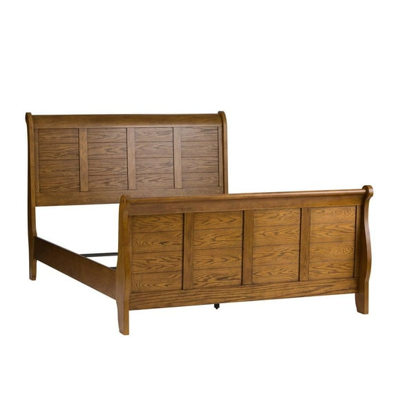 Liberty Furniture Grandpas Cabin Queen Sleigh Bed in Aged Oak