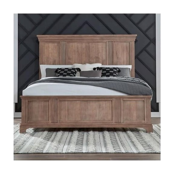 Liberty Furniture Haven Hills Bedroom King Panel Bed Frame - Brown Birch Wood