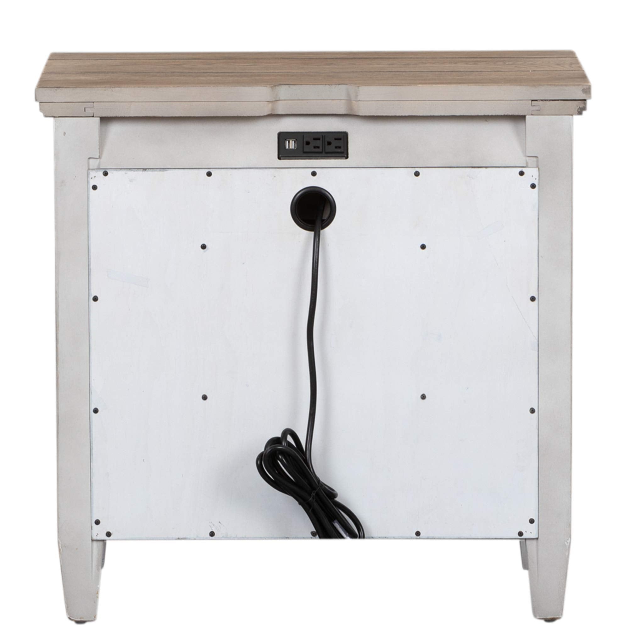 Transitional Antique White 1-Drawer Nightstand with Charging Station