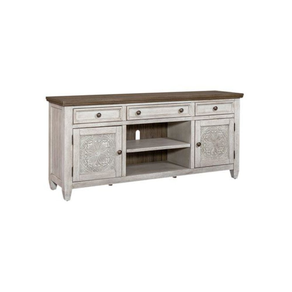 Liberty Furniture Heartland 66 Inch Tile TV Console - Antique White
