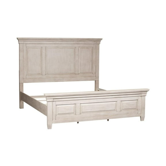 Liberty Furniture Industies, INC Heartland King California Panel Bed in Antique White w/ Tobacco Top