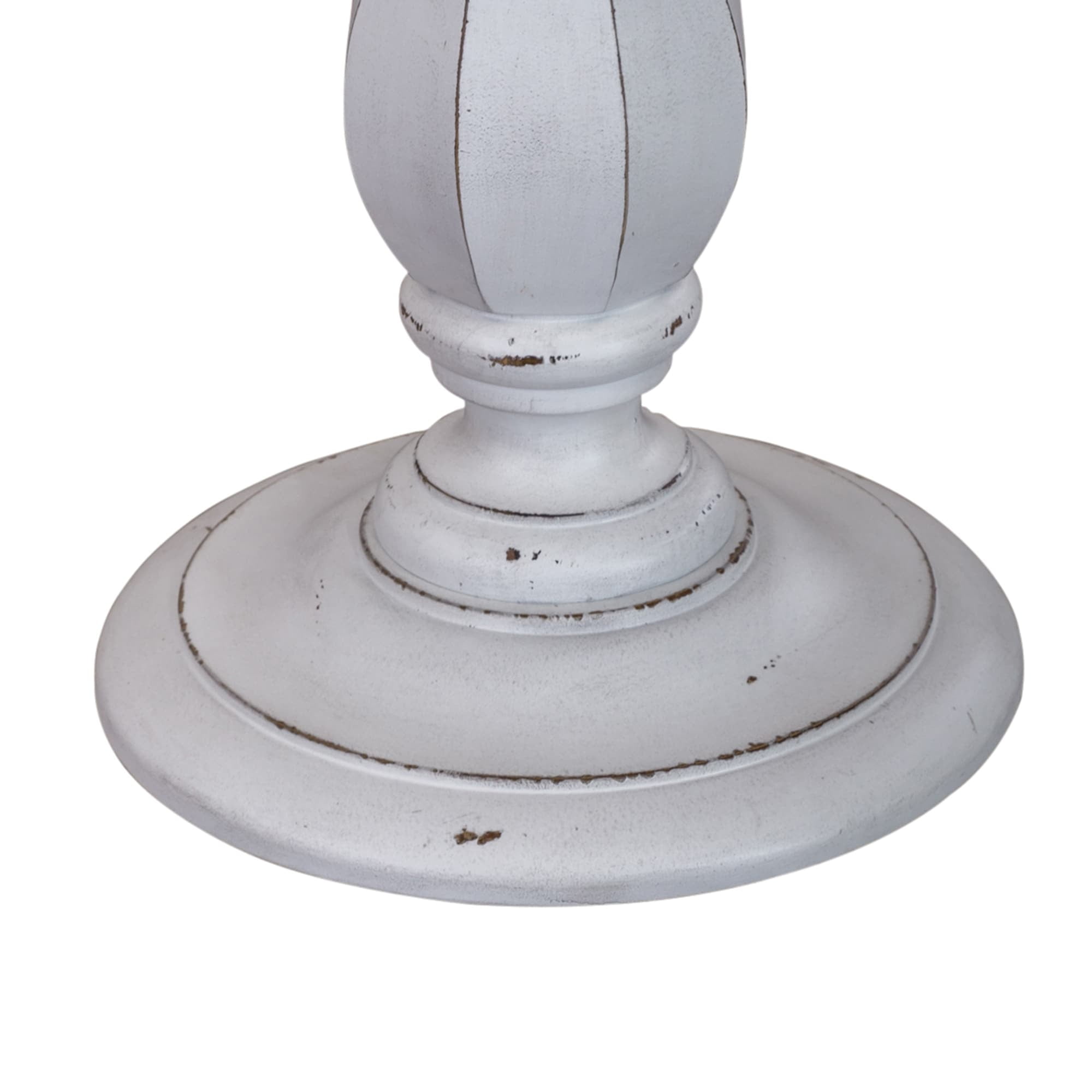 Antique White and Weathered Brown Round Wood Accent Table