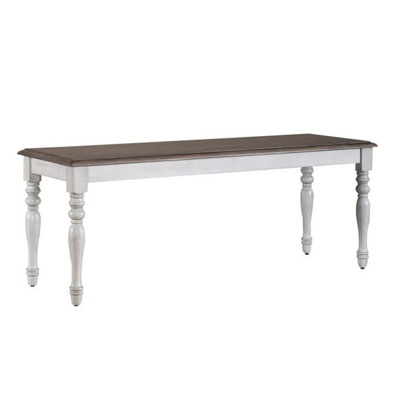 Liberty Furniture Industies, INC Ocean Isle Bench (RTA) in Antique White w/ Weathered Pine