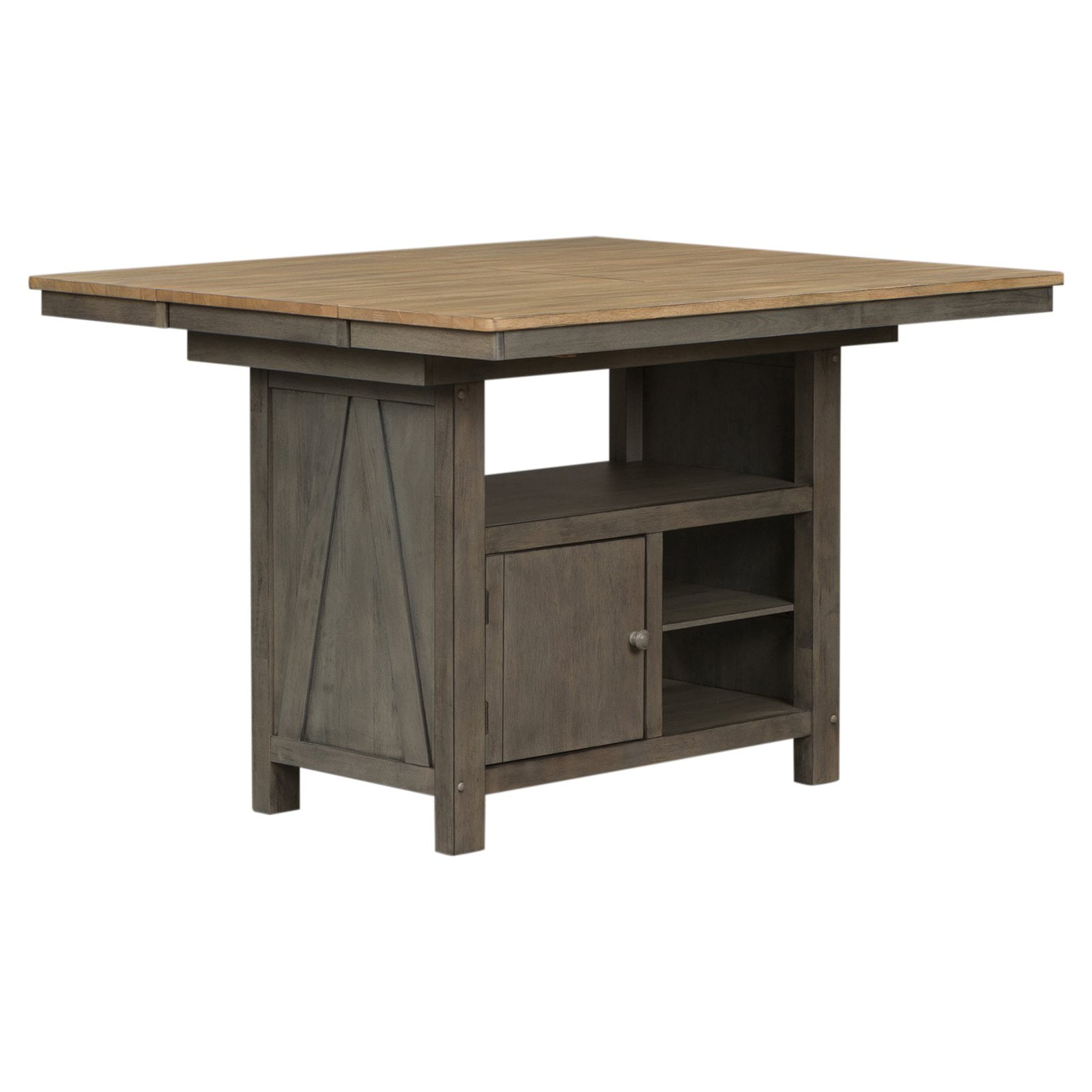 Lindsey Farm 46" Gray and Sandstone Rubberwood Kitchen Island