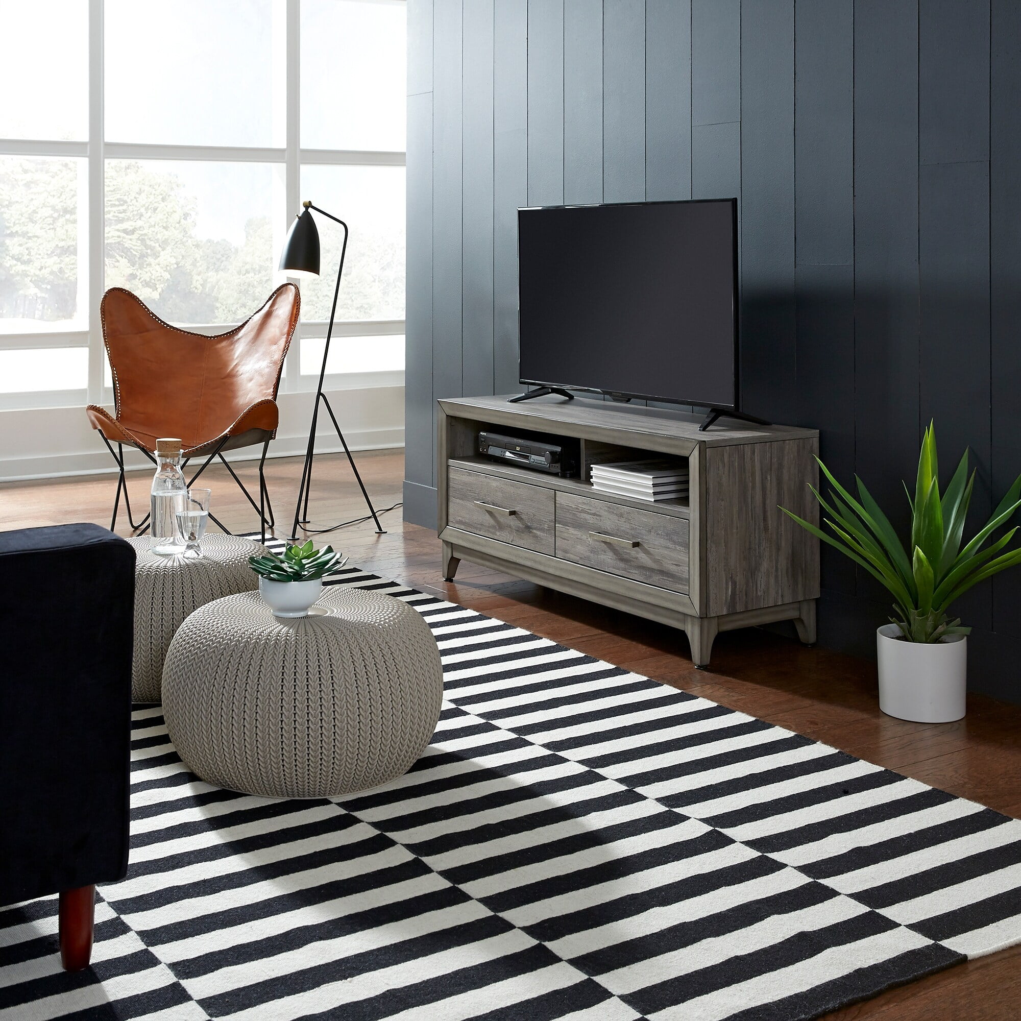Gray 47" Modern TV Stand with Cabinet and Drawers
