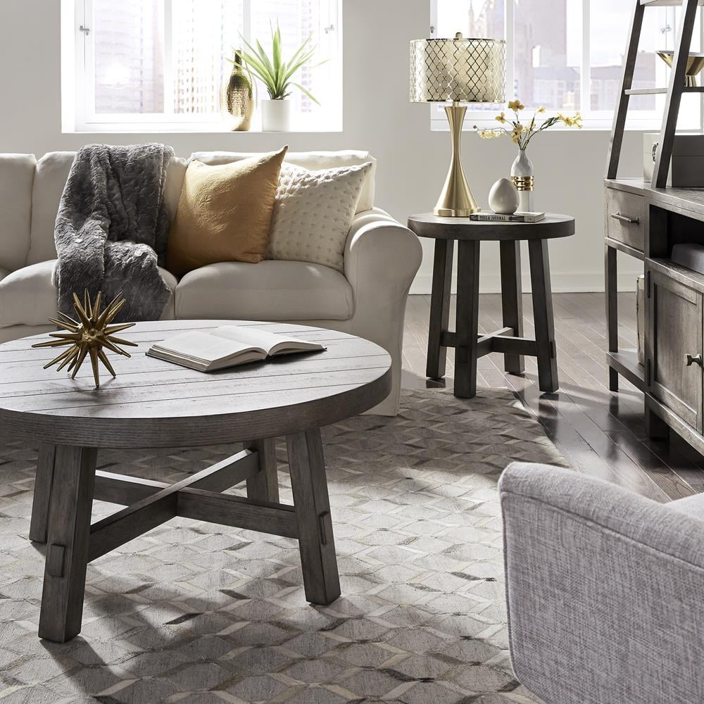 Dusty Charcoal Distressed 3-Piece Round Table Set