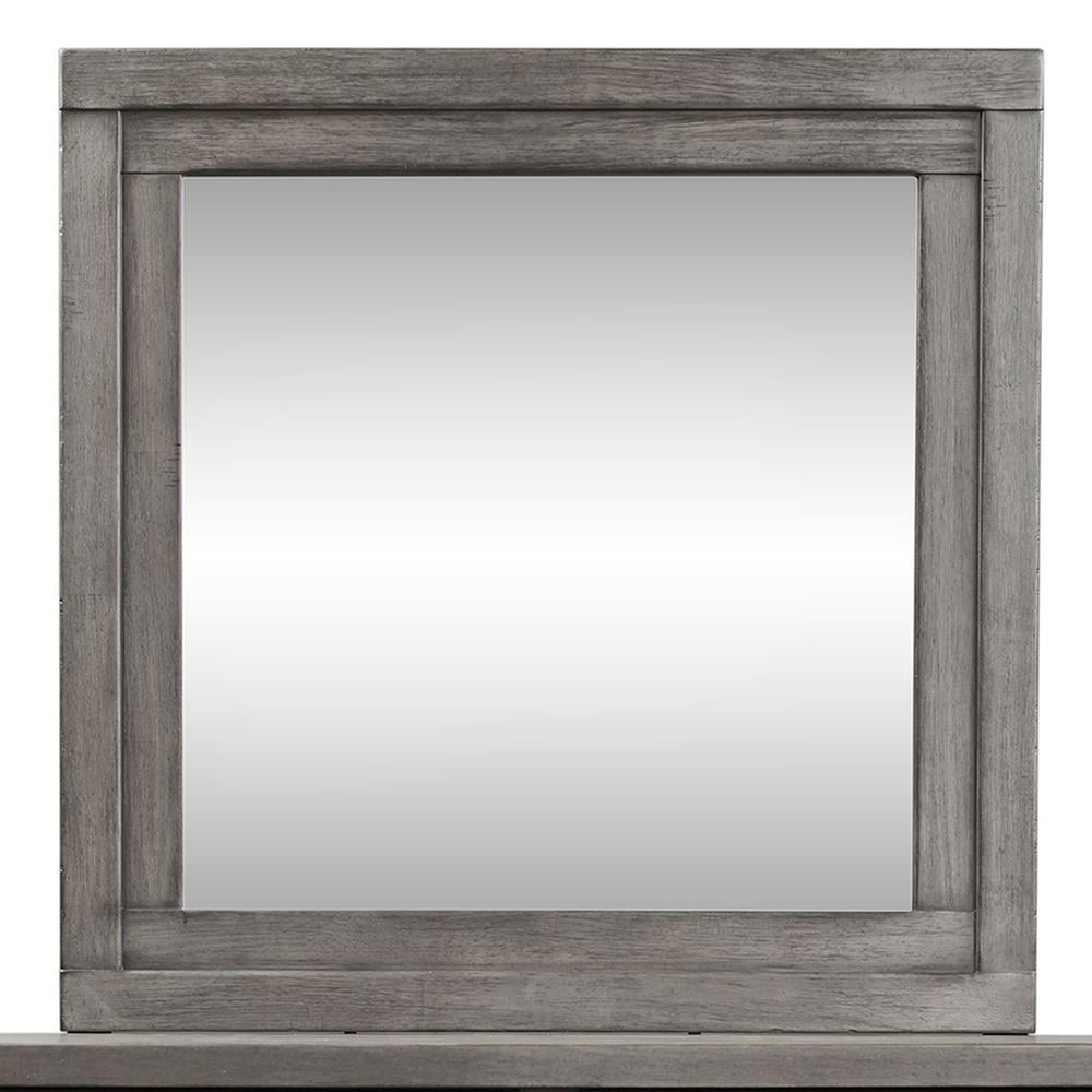 Dusty Charcoal Distressed Square Wood Frame Mirror