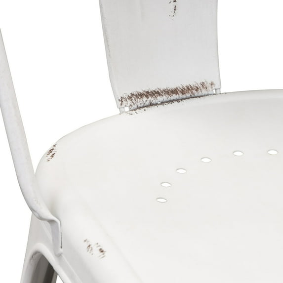 Liberty Furniture Industries Vintage Series Distressed Metal Bow Back Side Chair - Antique White (Set of 4) Antique White