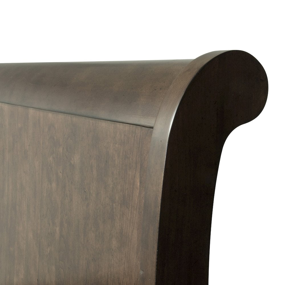 Rustic Cherry California King Sleigh Bed with Rolled Headboard