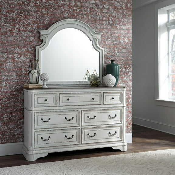 Liberty Furniture Industies, INC King Panel Bed, Dresser & Mirror, Chest, Night Stand - Antique White