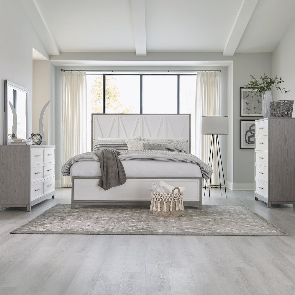 Palmetto Heights King Panel Bed Set with Dresser, Mirror, and Chest